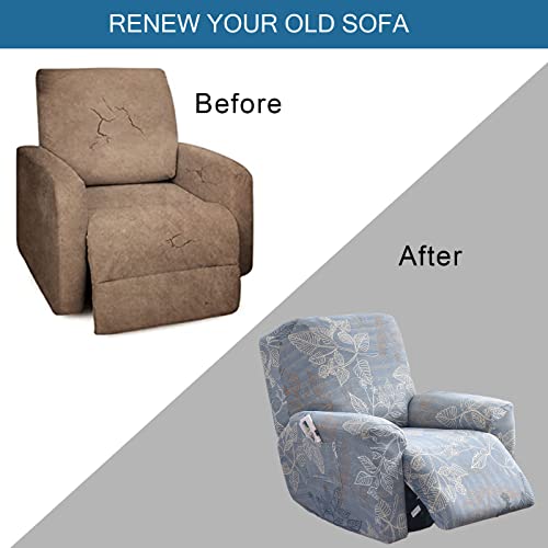 Niluoh Stretch Recliner Cover 4 Pieces Printed Lazy Boy Chair Covers Recliner Sofa Slipcover Anti-Slip Fitted Furniture Protector With Elastic Bottom, N10 #TOP4