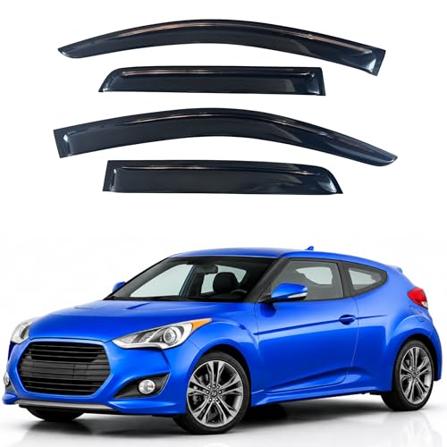 Image of IG Window Visors Fit for 2011-2018 Hyundai Veloster, Out-Channel Rain Guards Vent Wind Deflectors 4PC, Car Accessories for 11-18 Veloster