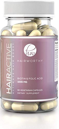 HAIRWORTHY - FASTEST Acting Hair Growth Vitamins. 100% Natural Supplement for Longer, Fuller & Thicker Hair. Reduce Hair Loss, Promote Hair Regrowth, with Biotin & Folic Acid.