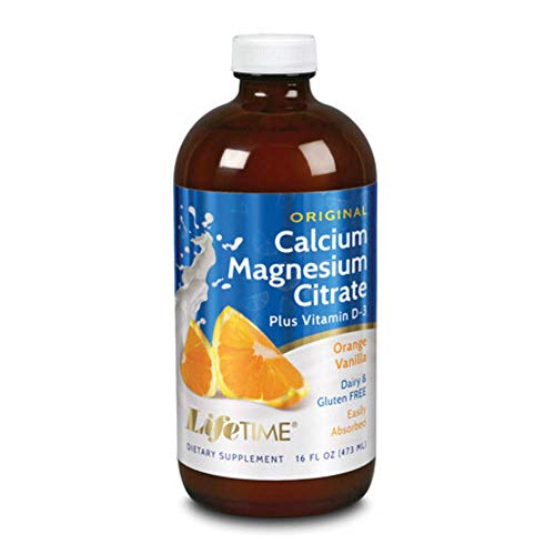 Lifetime Calcium Magnesium Citrate w/Vitamin D-3, Calcium and Magnesium| Bone, Muscle & Immune Support | Easy Absorption, Dairy & Gluten Free | Strawberry | 16 FL oz (Orange Vanilla)