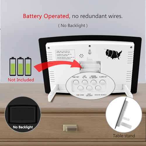 WallarGe Atomic Clock with Indoor Temperature and Humidity, 12.5 Inch Self-Setting Digital Wall Clock or Desk Clock, Battery Operated Digital Clock Large Display for Seniors, Auto DST