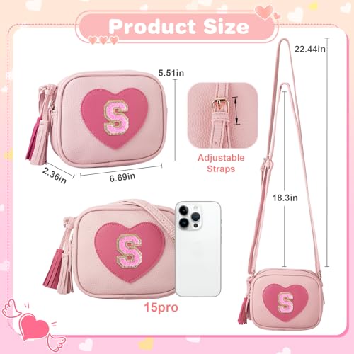 Birthday Gifts for 2 3 4 5 6 7 8 9 10 Year Old Girl,Cute Little Girl Purse Toddler Purse for Kids Wallet,Small Initial Shoulder Crossbody Bag,Personalized Christmas Gift for Daughter Baby(Pink,S) - Image 3