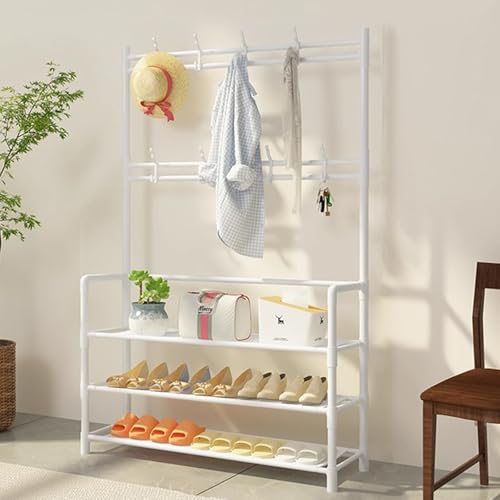 SKW 玄関シューズラック L字型 組み立て簡単 大容量 省スペース おしゃれ 靴棚 (ホワイト, 幅80cm (3層))