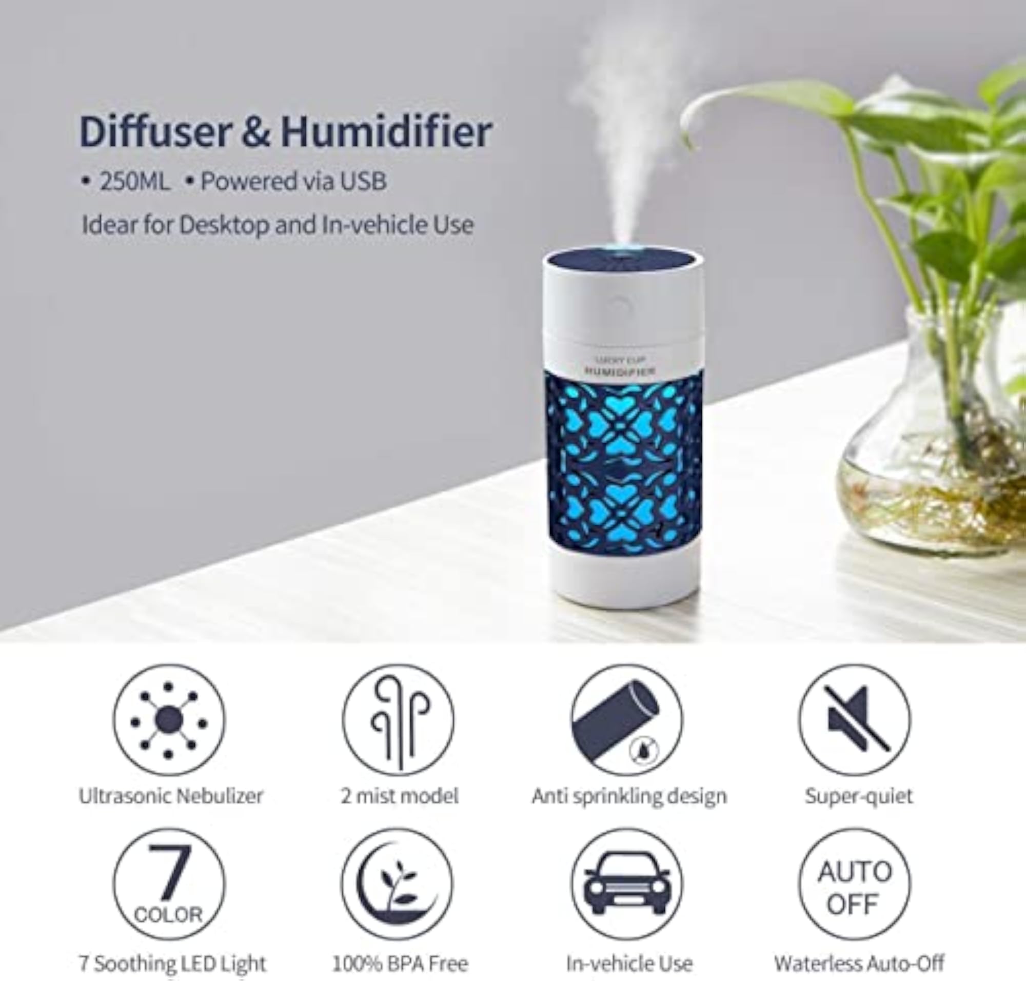 Enterprise Cool Mist Humidifier Ultrasonic Aromatherapy Diffuser