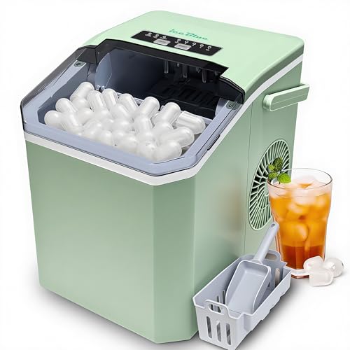 Image of Ice Maker, iceBlue 5 Levels of Bullet Ice Sizes Countertop Ice Maker, 9 Ice Cubes Ready in 9 Mins Ice Machine, 26.5lbs Per Day Stainless Ice Makers Countertop for Home, Kitchen, Gift - Green