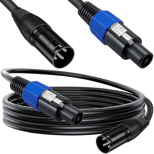 HAAMNING7 Câble pour Speakon vers XLR Câble pour Speakon mâle vers XLR mâle 3 broches Rallonge adaptateur audio 22 AWG haut-parleur pour amplificateur professionnel, DJ, sonorisation et scène