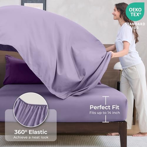 HEVUMYI Purple & Light Purple King Comforter Set - 7-Piece All Season Bed in a Bag King, Ultra Soft Bedding Set with Comforter, Flat Sheet, Fitted Sheet, Pillowcases, Pillow Shams by HEVUMYI - Image 5