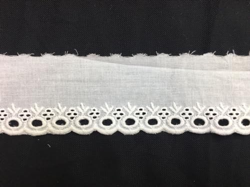 Image of PCJS Cotton Soft Premium Embroidered Schiffli Lace- 10cm,Single Side Scallop Lace, Fabric lace, Cotton lace, White, Dyeable - 10 MTR