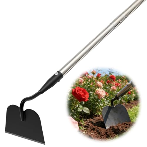 Garden Hoe Heavy Duty M-Draw Hoe Garden Tool for Plowing Cultivating Trenching Ridging Tilling Loosening Soil Scraping Weeder with 152 cm Handle for Stand Gardening Weeding Reduce Back Strain