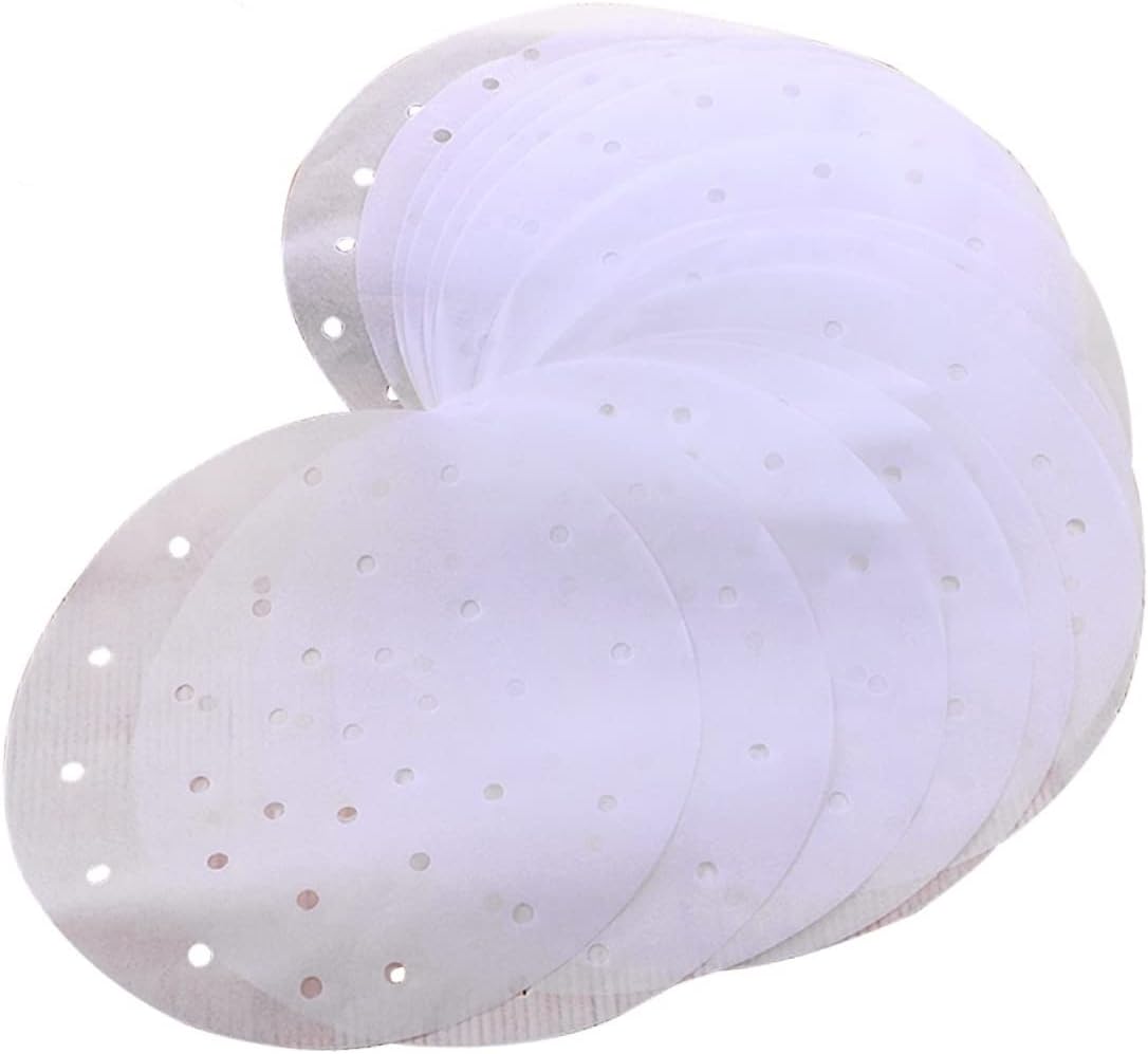 MAGICLULU 100Pcs Perforated Round Steamer Paper Liners Non Stick Cooking for Air Fryer Steamer for Dim Sum Rice and Vegetables