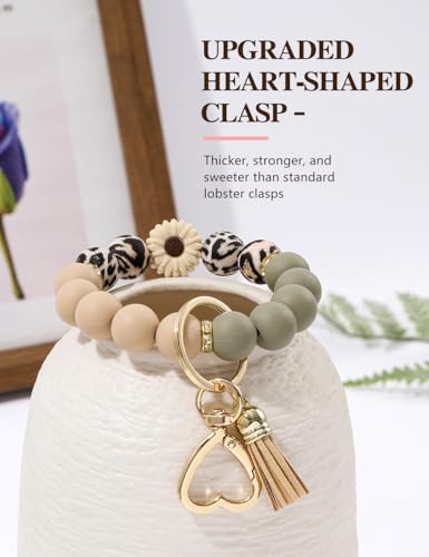 2PCS Silicone Beaded Wristlet Keychain Set, Upgraded Key Ring Bracelet Keychains for Women - Image 4