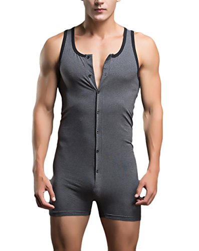 Hombre Mono Corto Ropa Interior Verano Sin Mangas Cuello Redondo Un Solo Pecho Slim Fit Casual Jogging Fitness Jumpsuit Ropa Deportiva Cover