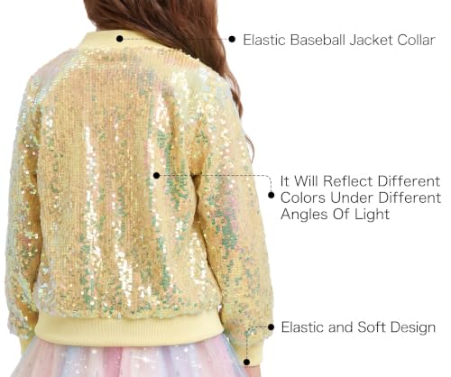 Image of Girls Sequin Bomber Jacket Sparkly Bomber Zipper Outfit 5-12T | Lightweight Sequin Jackets with Pockets