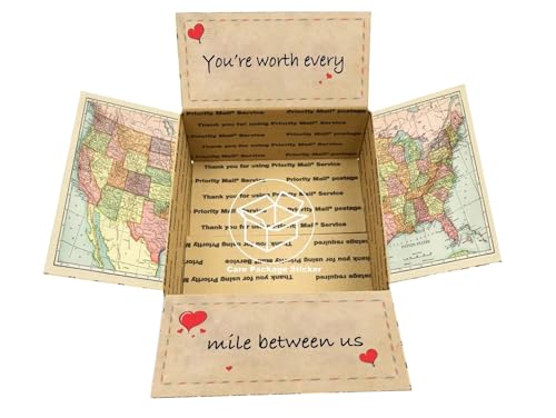 Long Distance Relationship Gift Box Care Package Stickers for Him - United States Map