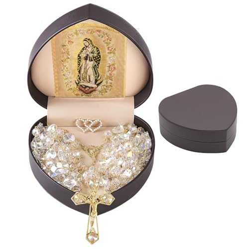 Lazo Para Boda Wedding Lasso with Heart Box for Ceremony Gift Lazos Para Boda Catolica Crystal Rosary with Unity Cross for Wedding Ceremony Lazo De Bodas Para Los Novios Mexican Weddings Rope