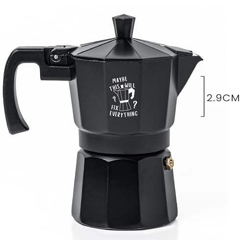 Image of Sipologie Roma Moka Pot, Black 180 ml, Customised - Coffee Fixes Everything