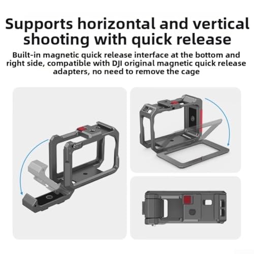 Cage de metal para DJI Osmo Action 6 con mango y marco de aluminio gris 7