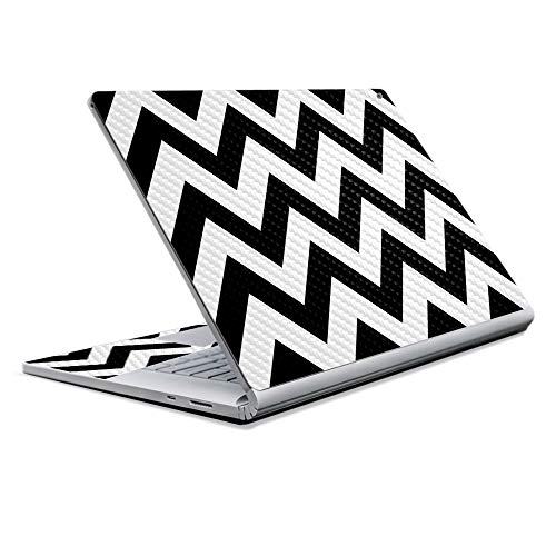 Image of MightySkins Carbon Fiber Skin for Microsoft Surface Book 2 13 inch (2017) - Black Chevron,Protective, Durable Textured Carbon Fiber Finish,Easy to Apply, Remove, and Change Styles,