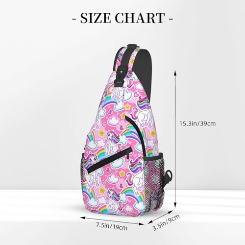Cute cheerful unicorns rainbow Sling Backpack Unisex Crossbody Chest Bag Shoulder Chest Bag For Women Men Hiking Travel3