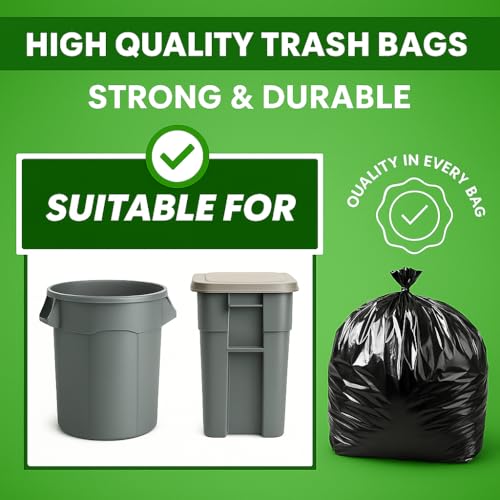 Image of ZIPOUCH 100% Compostable Garbage Bags, Small 43 x 50 cm, 75 Bags, Black, Leak-proof, Odourless Pack of 5