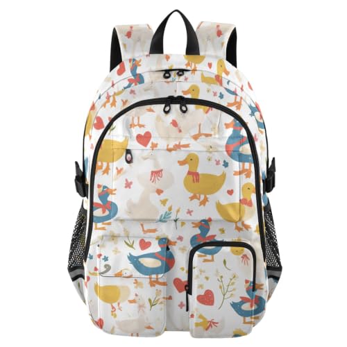 Mochila escolar de pato estilo arte francés para portátiles y viajes urbanos