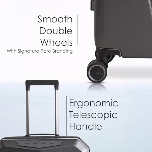 Image of Rare Rabbit Gallardo 3Pc Set Carbon Fibre Hard Trolley Bag Polycarbonate Antiscratch Travel Suitcase with 8 Silent Wheels and a Sturdy TSA Lock - Luggage for Men & Women