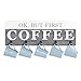 Barnyard Designs 'Ok, But First Coffee' Hanging Mug Holder, Wall Mounted Coffee Cup Organizer Rack, Rustic Farmhouse Wood Wall Decor Sign, for Kitchen, Coffee Bar or Cafe, Gray and White, 24" x 8.5"