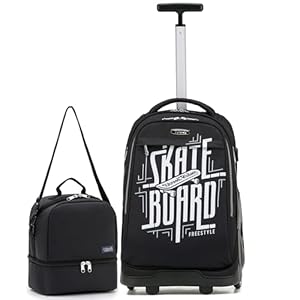 NEW TILAMI 19" Rolling Backpack for kids, Adjustable Laptop Backpack with Wheels for Girls to School Travel Camping Boys Rolling Backpack, Skate Board NEW TILAMI 19 Rolling Backpack for kids Adjustable Laptop Backpack with Wheels for Girls to School Travel Camping Boys Rolling Backpack Skate Board