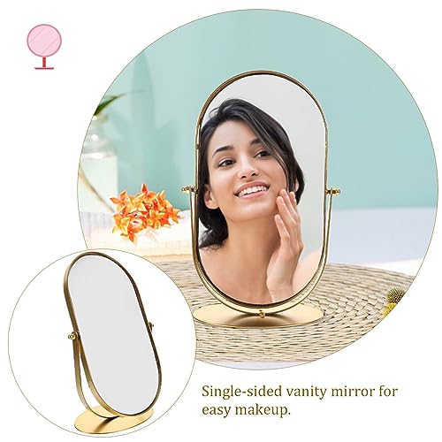 HOMSFOU Espelhos De Maquiagem Espelho De Maquiagem De Mesa Dourada Espelho Cosmético De Metal Vintag