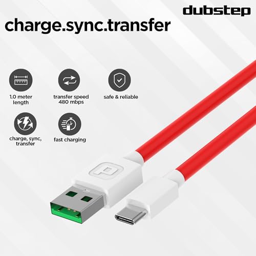 Image of Dubstep Blaze Ultra 50W USB Type C Cable 3.5 A 1 m Supports All Fast Charging Technologies (Compatible with Mobile, Tablet, Laptop, Speakers, Red, One Cable)