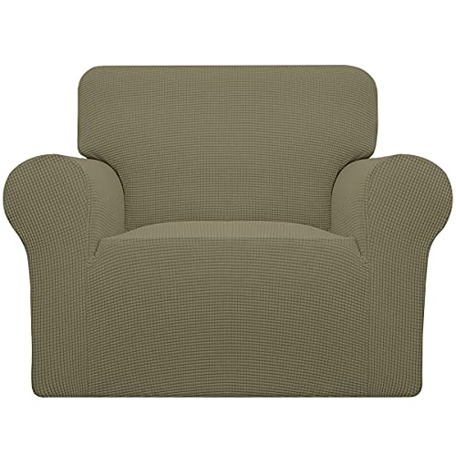 Image of Easy-Going Stretch Oversized Chair Sofa Slipcover 1-Piece Couch Sofa Cover Furniture Protector Soft with Elastic Bottom for Kids Spandex Jacquard Fabric Small Checks Khaki