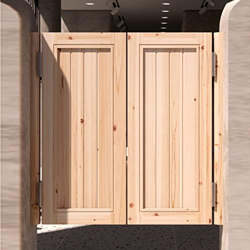 CMYUN Retro Unpainted Saloon Swing Doors, Solid Wood Cafe Swinging Doors with Hinges, Home Privacy Barn Door for Kitchen Bathroom Hallway Entrance (Size : W115cmxH90cm(45.3"x35.4"))
