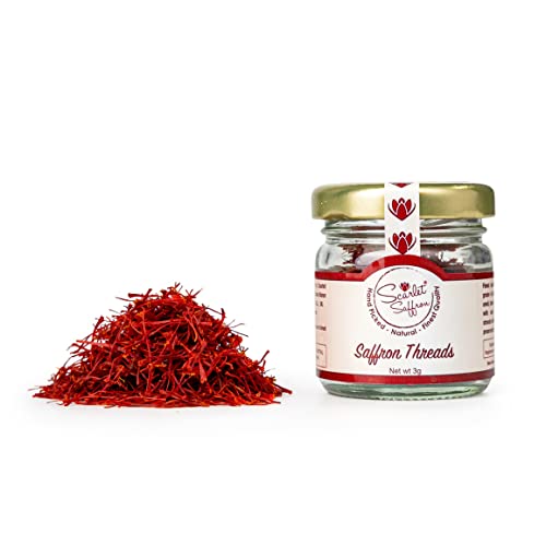 Scarlet Saffron, Finest Pure Premium All Red Saffron Threads, Grade A+, Highest Grade Saffron For Tea, Paella, Rice, Desserts, No Artificial, No Preservatives (3 Grams | 0.11 Ounce) #TOP7