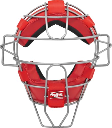 Rawlings | LIGHTWEIGHT Umpire/Catcher's Facemask | Baseball/Softball | Adult | Scarlet