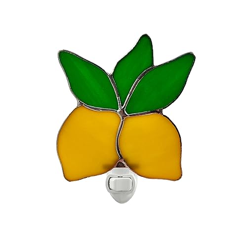 Image of CHEZBABY Stained Glass Night Light Plug into Wall Lamp Decorative Accent Nightlight for Hallway Bedroom Bathroom Kitchen Home Decor(Lemon)