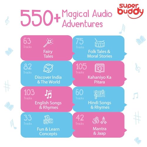 Image of TARBULL SuperBuddy Kids Screen Free Audio Speaker, 550+ Stories, Rhymes & Mantras Preloaded, Musical Toy with Content Upgrade & Bluetooth, Birthday Gift for Boys & Girls 3 to 10 Years (Unicorn)