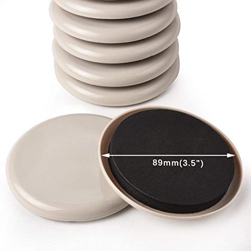 3.5in Furniture Sliders, Round, 16 Pack