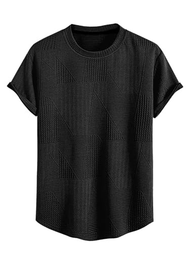 Image of GRECIILOOKS T Shirt for Men Poly Cotton | Textured Oversized Fit Man t-Shirt | Round Neck Half Sleeve Men t-Shirt's (Available in Plus Size)