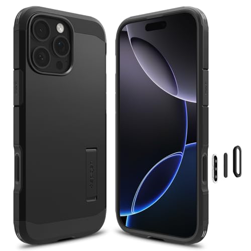 Image of Spigen Tough Armor T(AI) MagFit Back Cover Case for iPhone 16 Pro, MagSafe Compatible, Camera Control Button - Polycarbonate + TPU | Black