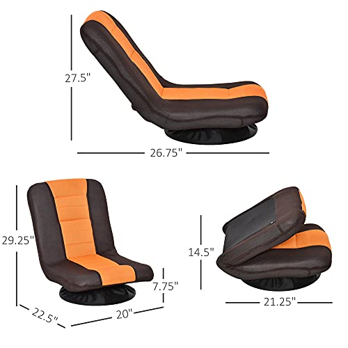 Homcom 360 Degree Swivel Video Gaming Chair, Folding Floor Sofa 5-Position Adjustable Lazy Chair, Orange #TOP2