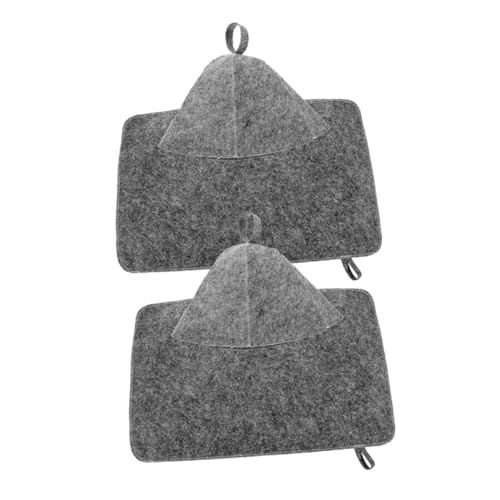 CALLARON 2sets Shower Cap Felt Banya Hat Sauna Cap for Bath Head Insulation Hat Comfortable Sauna Absorbent Mat Floor Mat for Women Men Grey Bath