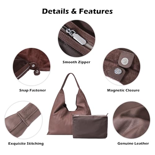 Image of Slouchy Hobo Bag Real Leather Shoulder Hobo Bags for Women Designer Handbags Over Shoulder Hobo Purses for Women Trendy Soft