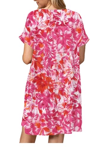 Image of Jayscreate Women's Baby Doll Dress Summer Casual Tunic Pleated Flowy Swing Short Sleeve Black V Neck Mini Dress