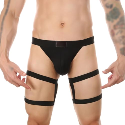 JEKE-DG Men's Low Rise Hollow Out Thong Solid Sexy Erotic Briefs See Through Breathable Clubwear Underwear3