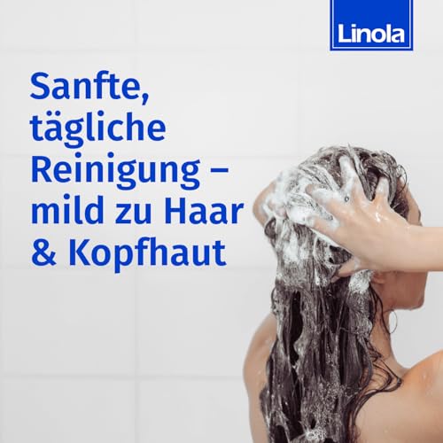Linola Shampoo, 1 x 200 ml - Pflegeshampoo für trockene, empfindliche oder zu Neurodermitis neigende Kopfhaut - silikonfrei, ohne Farb-, Duft- und Konservierungsstoffe