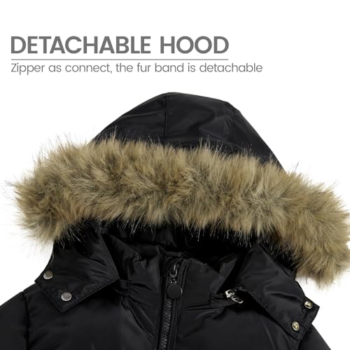 Image of JiAmy Kids 2 Piece Snowsuit Set Girl Winter Hooded Puffer Jacket & Snow Bib Pants Boy Ski Suits Ultralight Outfit