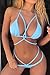 QINSEN Woman's Summer Sexy 2 Pieces Bikini Criss Cross Beachwear Set Blue S