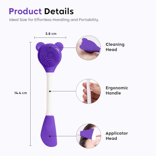 Image of Gleva Double-Headed Facial Massage Brush, Deep Pore Cleansing, Skin Exfoliator Brush, Face Mask Mud & Clay Applicator,Lips Face Cleansing, Cosmetic Tools (Purple),Silicone Facial Brush