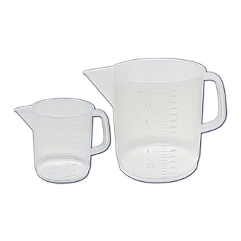 Kartell 326495-2000 Polypropylene Low Form Graduated Beaker/Lab Pitcher with Handle, 2000mL Capacity Pack of 2