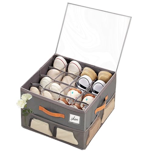 Shoe Storage Box for Closet - 16 Cell Space Saver Shoes Cont